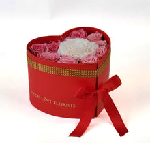 Load image into Gallery viewer, Heart Preserved Jumbo and Mini Roses 2 with chocolates in a Two Levels Box