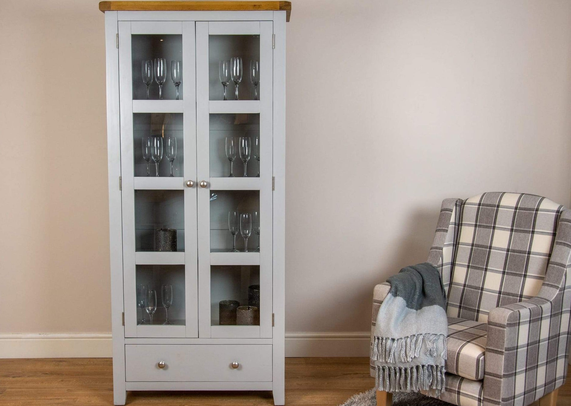 Oakwood Living Grey Painted Oak Glazed Display Cabinet Furniture For The Home