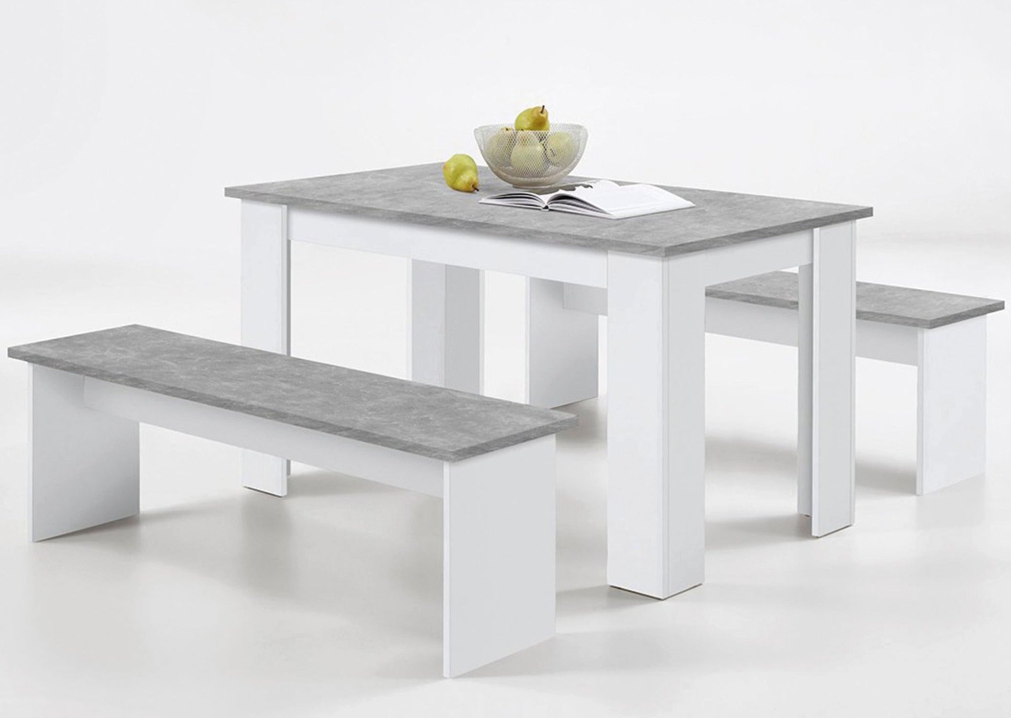 Slumberhaus Dorma Dining Table And 2 Bench Set In White And