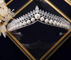 Genuine Pearls Cubic Zirconia Crown_Tiara Wedding