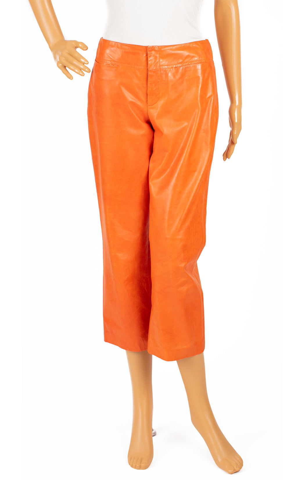 orange leather pants