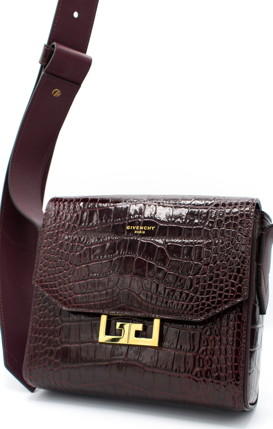 GIVENCHY Croc embossed leather handbag Size: 7.5” H, 7.5” W, 2” D – Kardashian Kloset