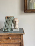vintage french stone bust on marble base