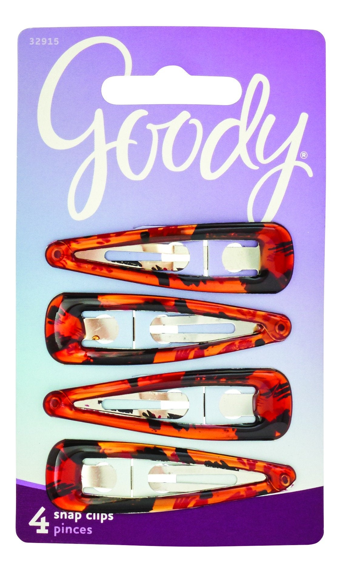 Goody Women's Classic Shiny Tort Contour Clips, 4 Count