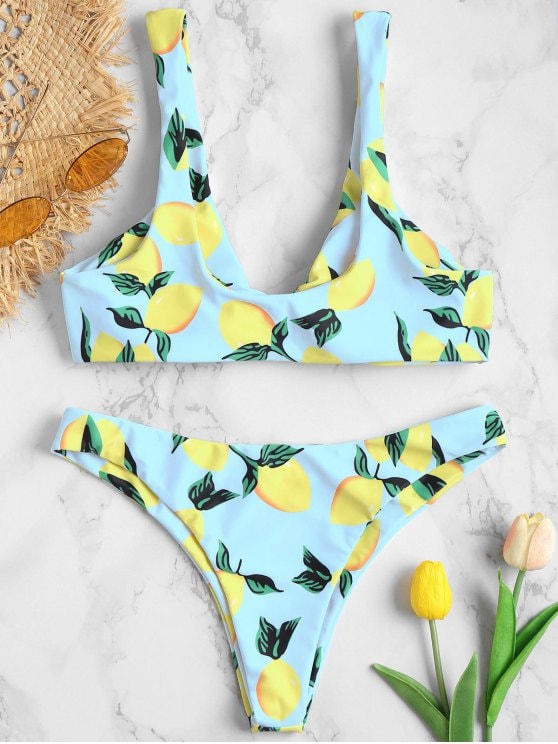 lemon print bikini top