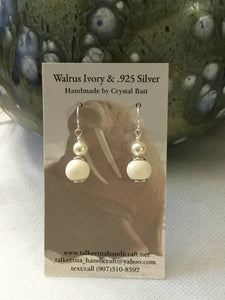 Walrus Ivory & Pearl Earrings