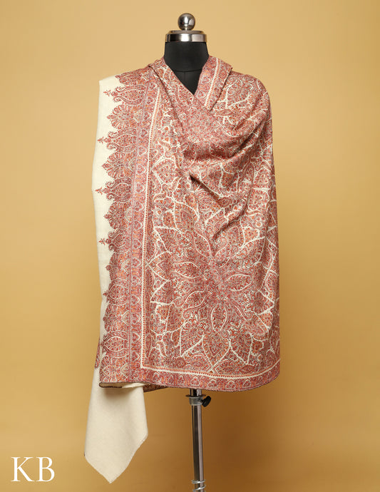 Multicolor Modern Sozni Embroidered Pure Pashmina Shawl –