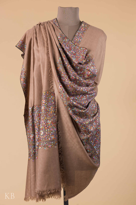 Olive Green Jamawar Pashmina Shawl