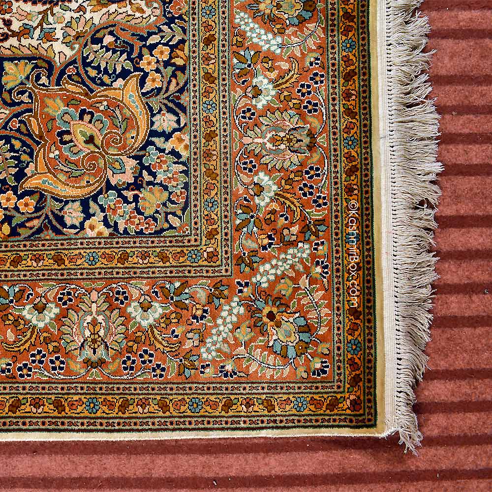 Creme Kashan Silk Carpet | KashmirBox.com