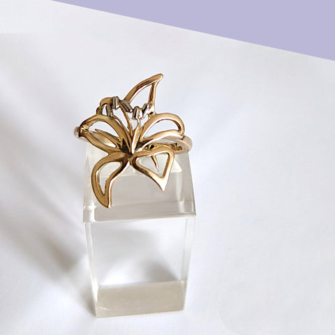 finished designer Lily ring made from recycled 9ct gold with platinum detail