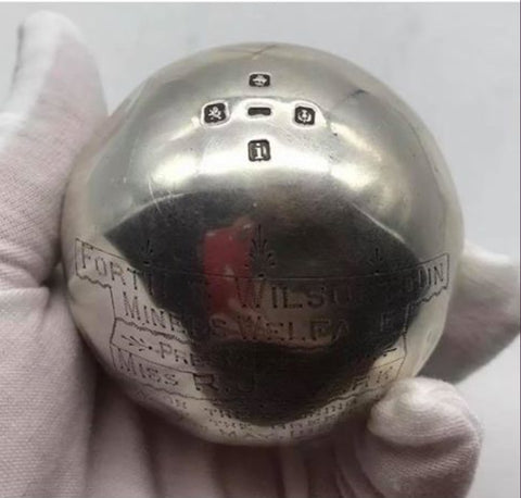 original solid silver bowling ball trophy