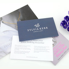 Jewellery care card and complimentary poloshing cloth