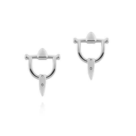 Designer solid silver equestrian inspired earrings