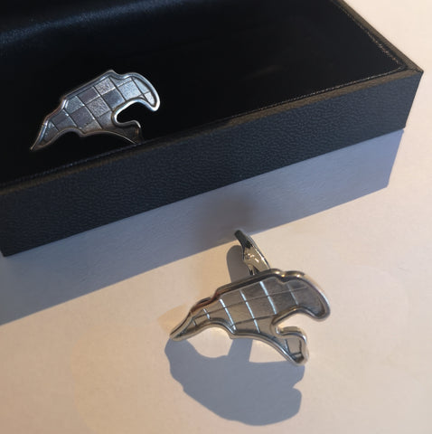 Finished in box designer Spa racetrack inspired cufflinks in solid sterling silver