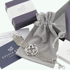 Silver jewellery presentation box and dust cover