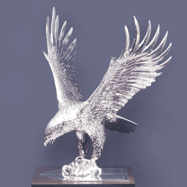 solid silver striking eagle trophy