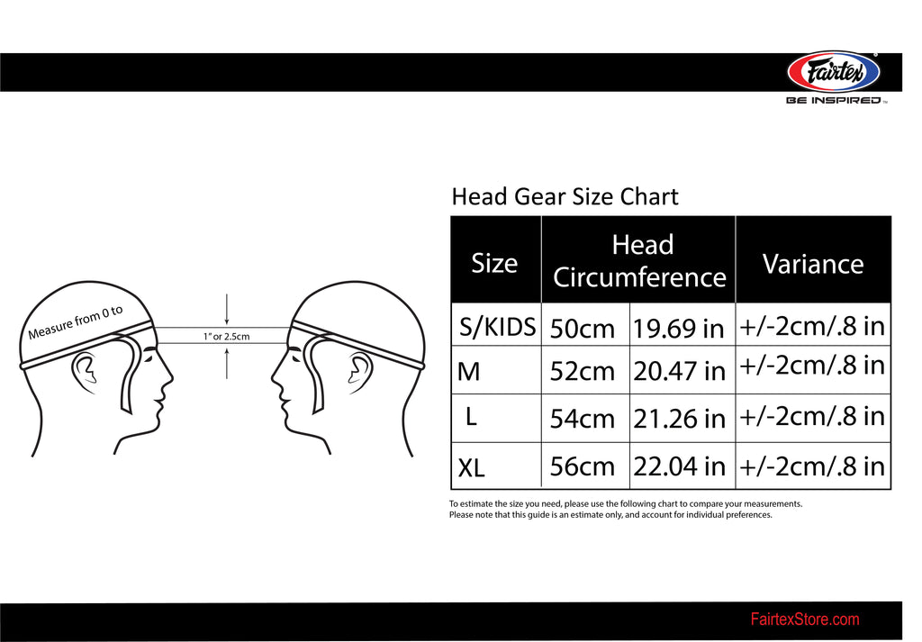 Fairtex Head Gear Size Chart