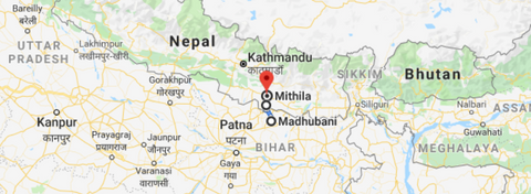 Madhubani village in Bihar and Mithila villages in Nepal.