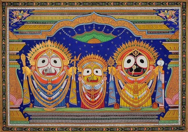 Pattachitra of Lord Jagannath, Balbhadra, and Subhadra