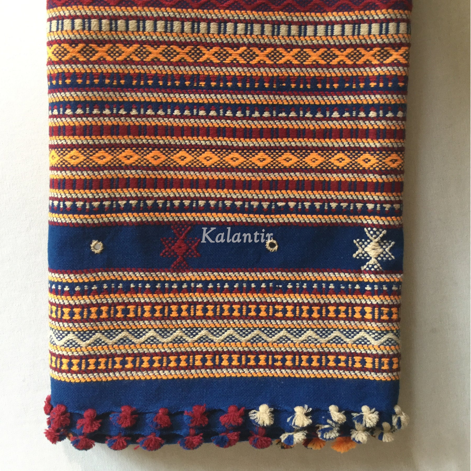 Beautiful Natural Wool Hand Embroidery Kutch Gujarat Blue Shawl – Kalantir