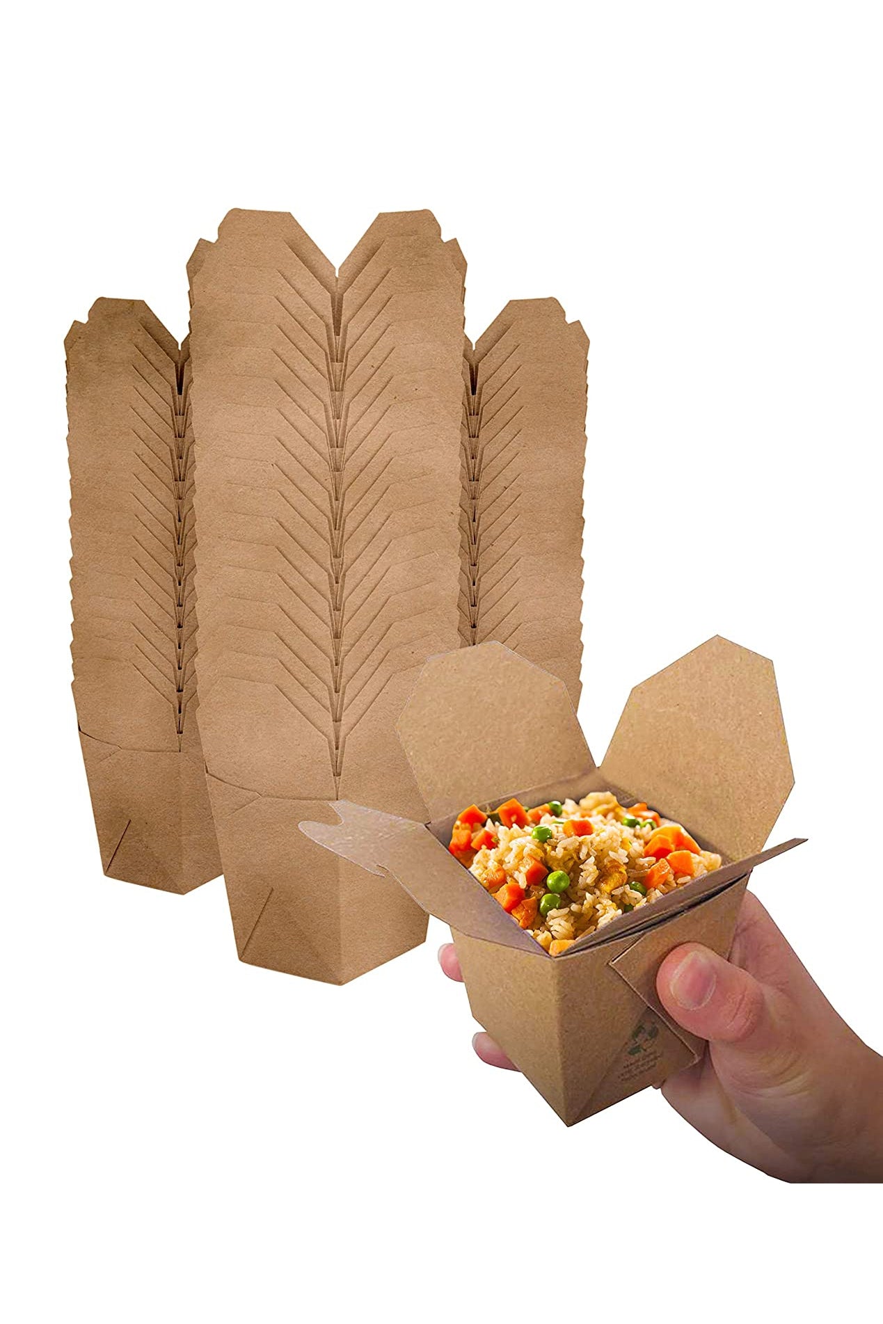 Takeout Food Containers 8 Oz Microwaveable Kraft Brown Paper Mini Chin Stock Your Home