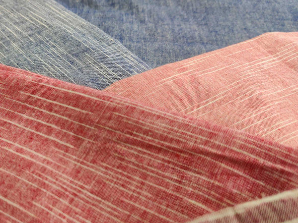 Regular Space Dyed 60s Cotton Khadi by Cotton Rack in colors like Blue, Pink, Red, etc.