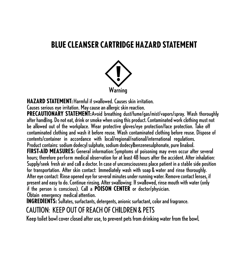 500 Brushes Blue Cleanser Cartridge Hazard Warning