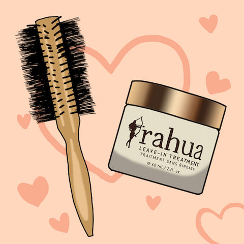 Round Boar Bristle brush to be used with rahua leave in treatment