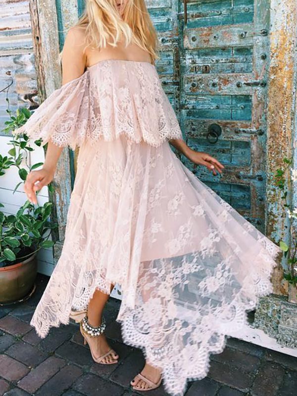 lace split maxi dress