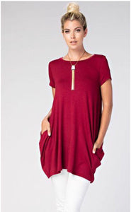 asymetrical red wine tunic top dress