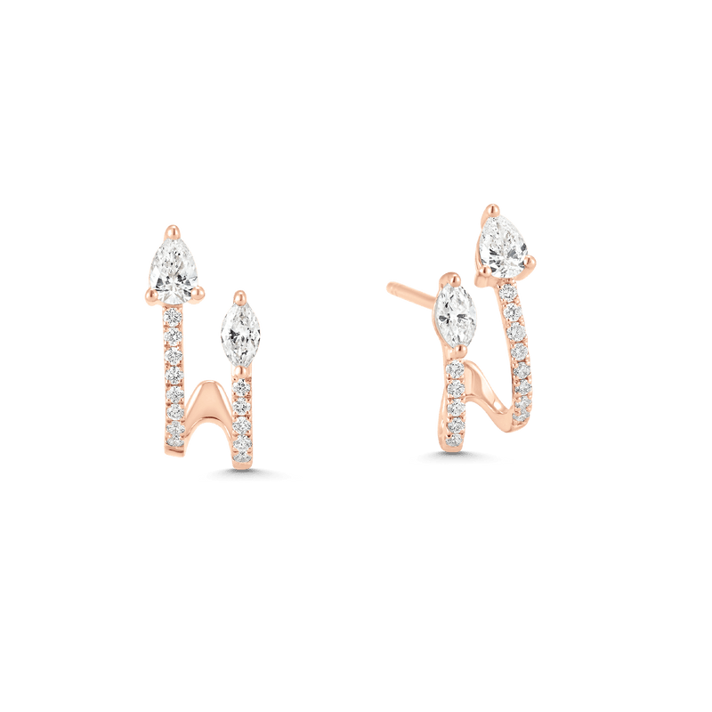 Purity Pear Marquise Diamond Cluster Hoop Huggie Earrings | Designer ...