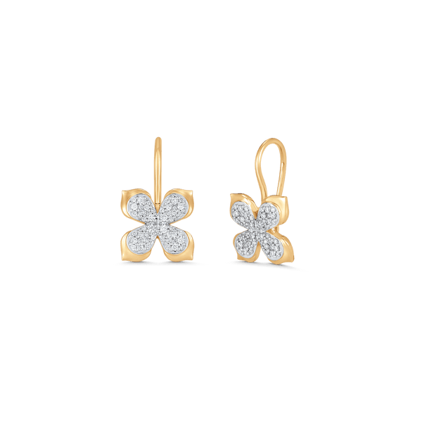 14k White Gold Diamond 3 Petal Flower Studs – Laura Pearce Ltd.