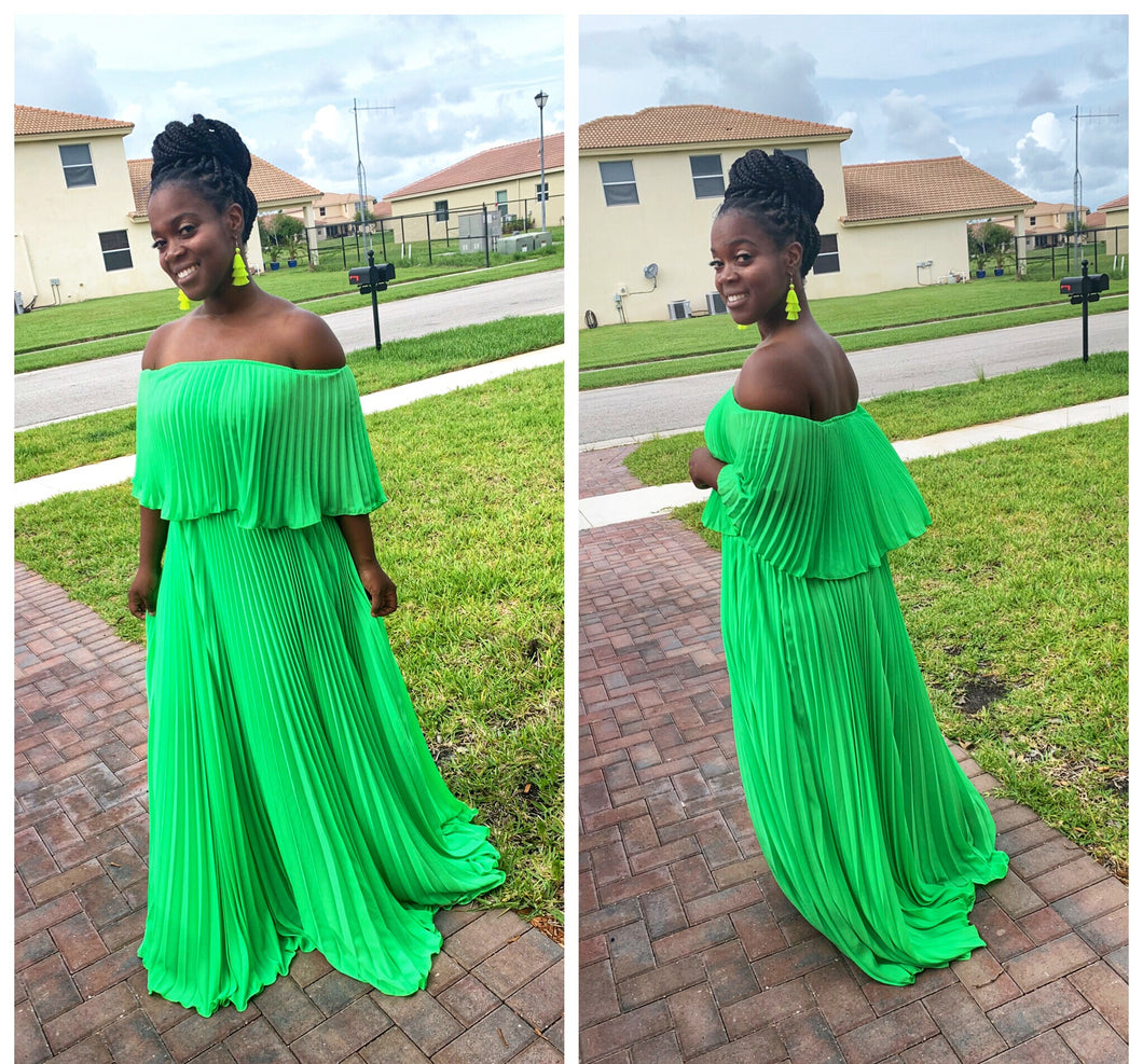 chartreuse maxi dress