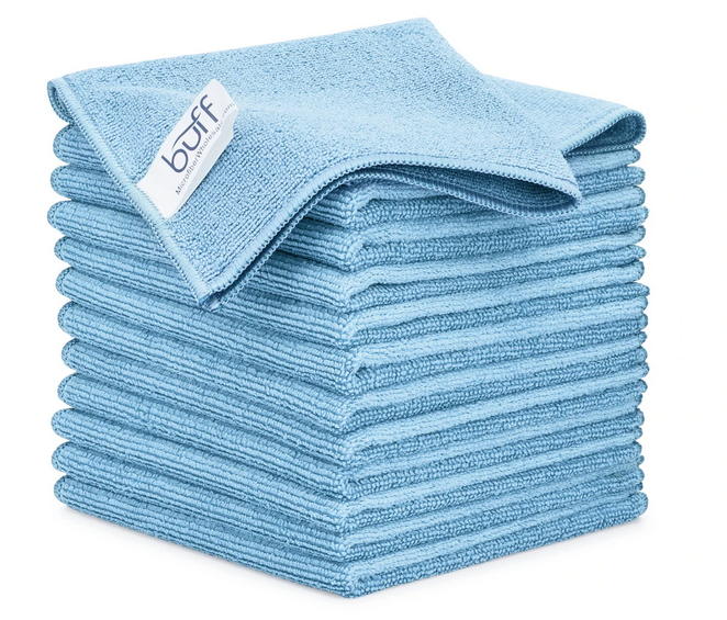 Lavex Blue Microfiber Bar Towel - 12/Pack