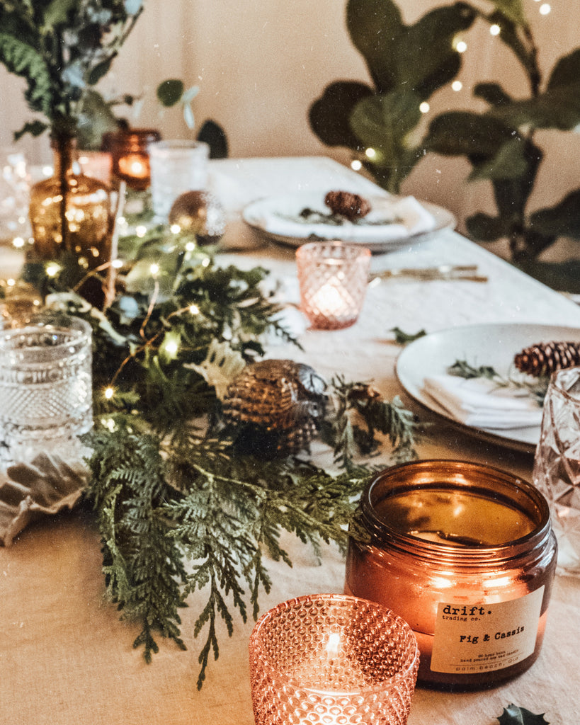 christmas setting with candles