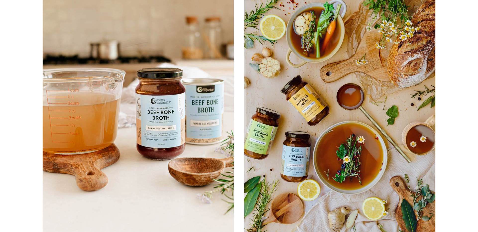 Bone broth for gut health - nutra organics broth range