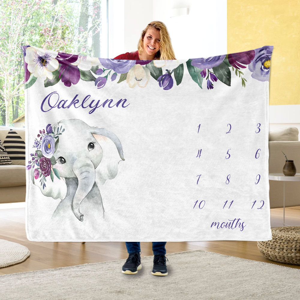 personalized baby elephant blanket