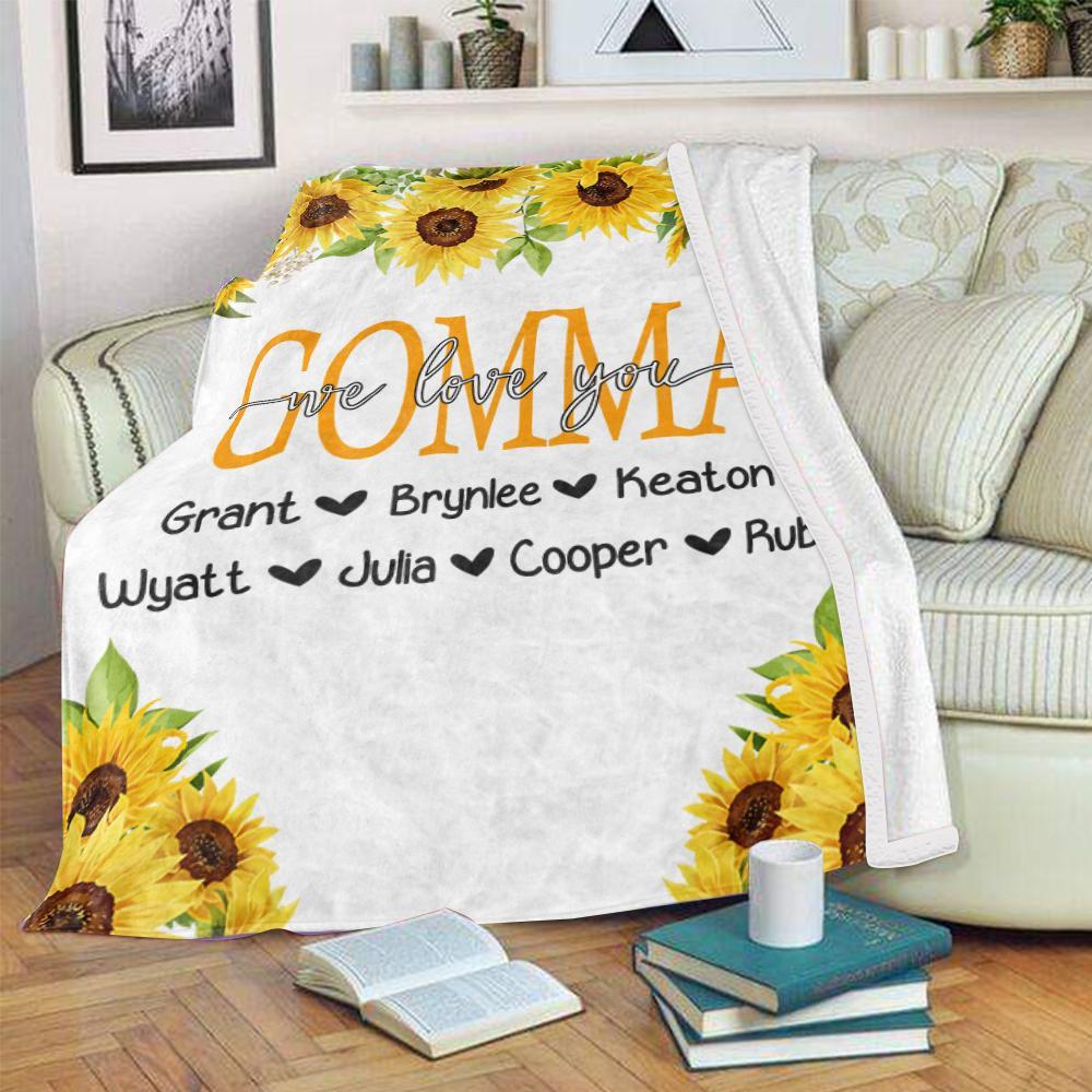 Personalized Sunflower Cozy Plush Fleece Blankets With Your Nick