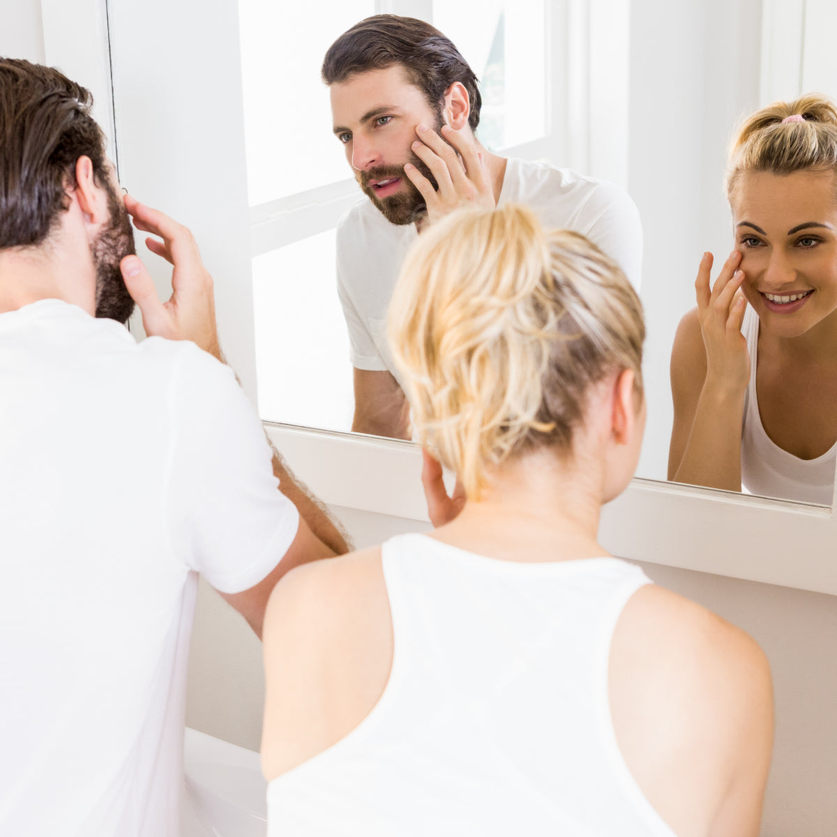 Man and woman in Bathroom