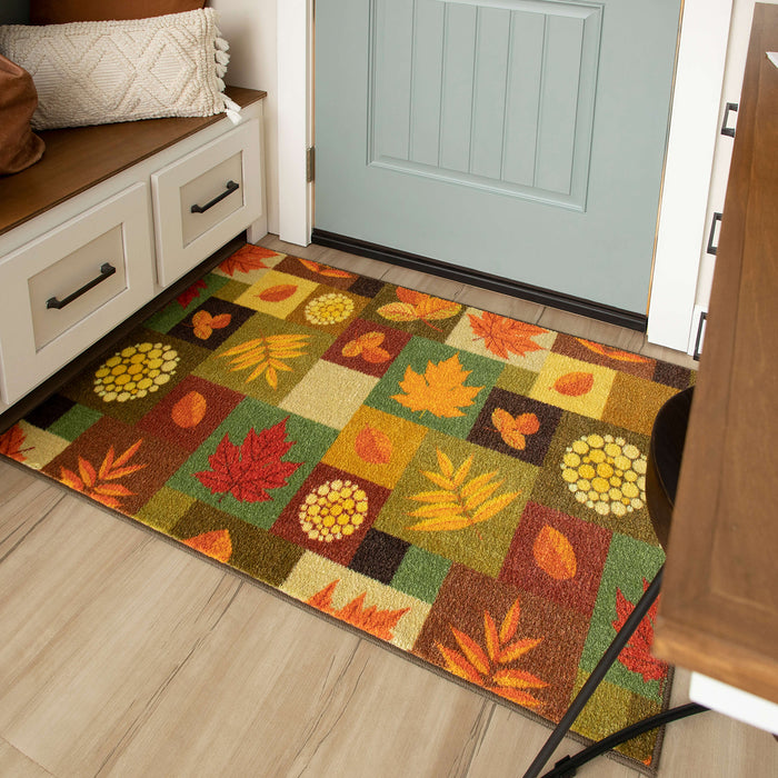 Alluring square accent rugs Square Fall Leaves Multi Accent Rug Covered By Rugs
