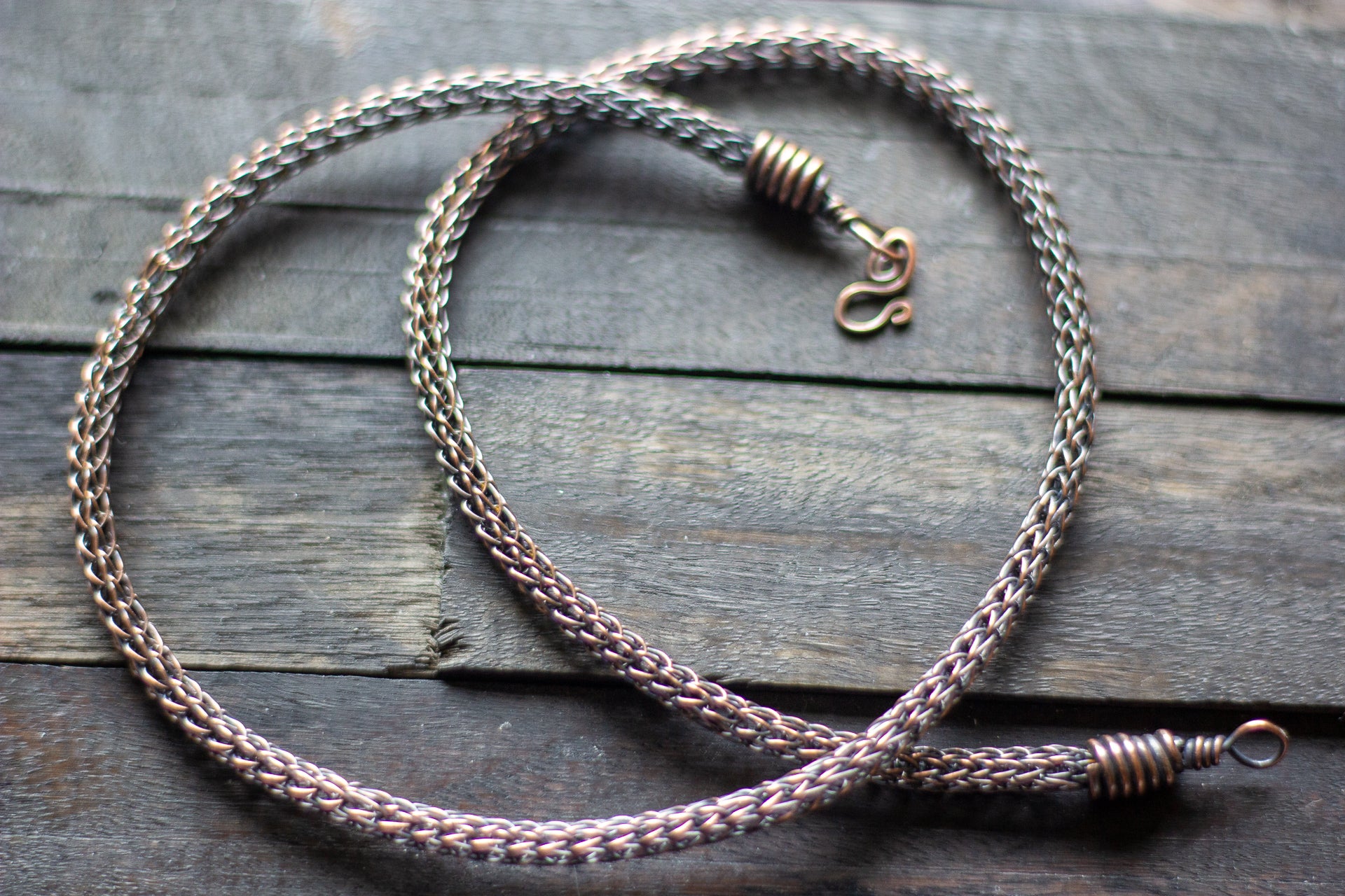 Copper Viking Knit Chain Nymph Glass Jewelry