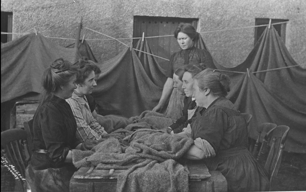 The 'waulking' of Harris Tweed by hand to shrink and soften the cloth.