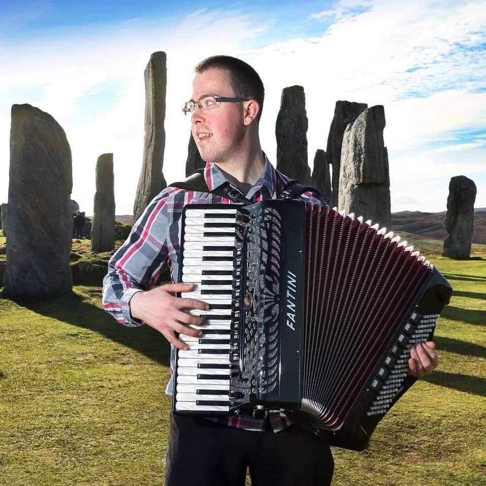 Accordion player Graham MacIllinnein from the Isle of Lewis.