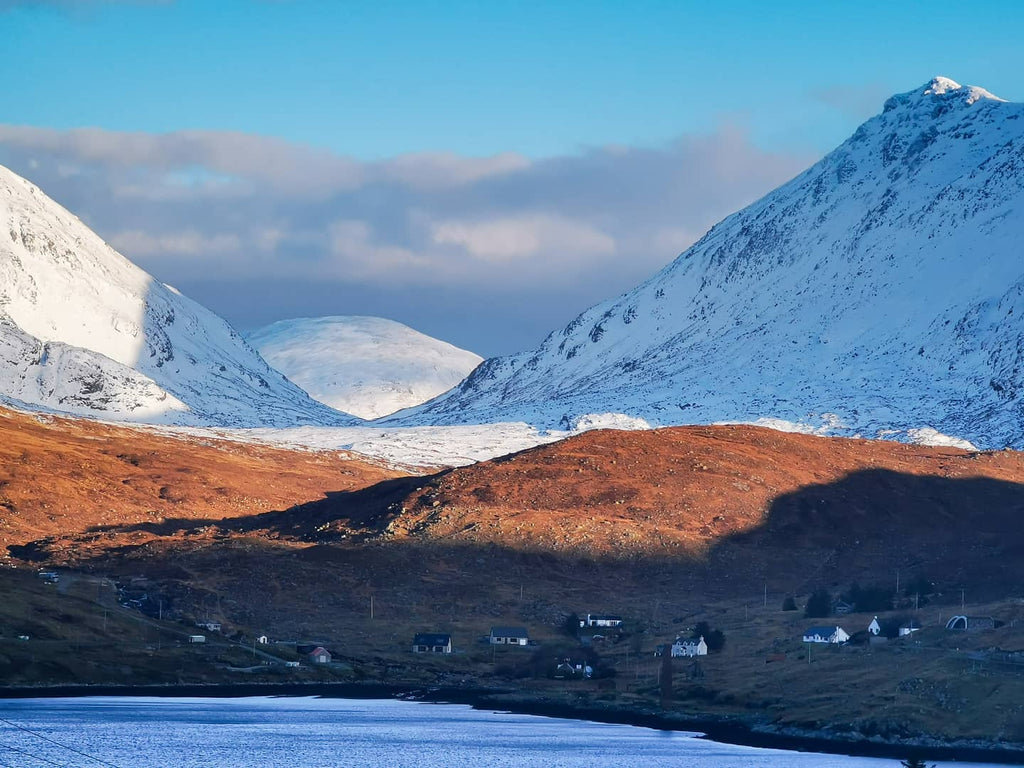 Frozen hills and the bay at Ardhasaig, Isle of Harris. Images © Peter Kwasniewski.