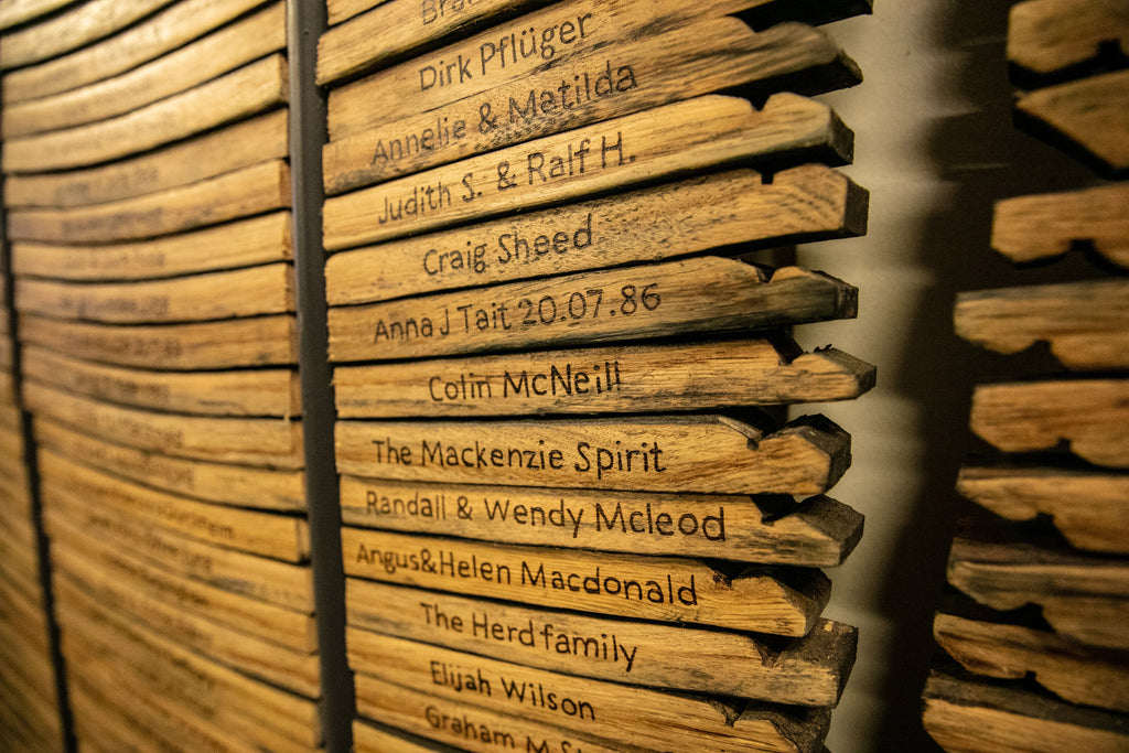Some of the 1,916 engraved staves in the on-site warehouse.