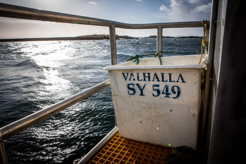 Their fishing boat is named "Valhalla" and works in the Sound of Harris.