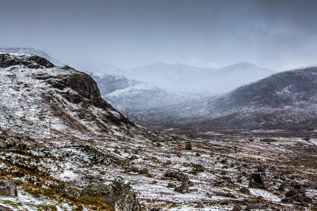 The last cold snap of the year sees snows across the high Harris hills.