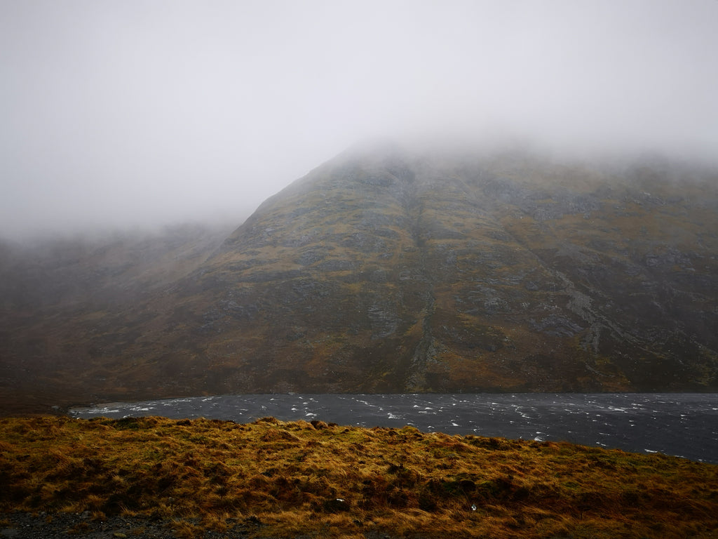 Mountain mists and white crests on local lochs.