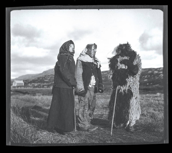 Traditional Hebridean guisers show off their costumes. Image © Margaret Ann Shaw 1932. Via www.nts.org.uk