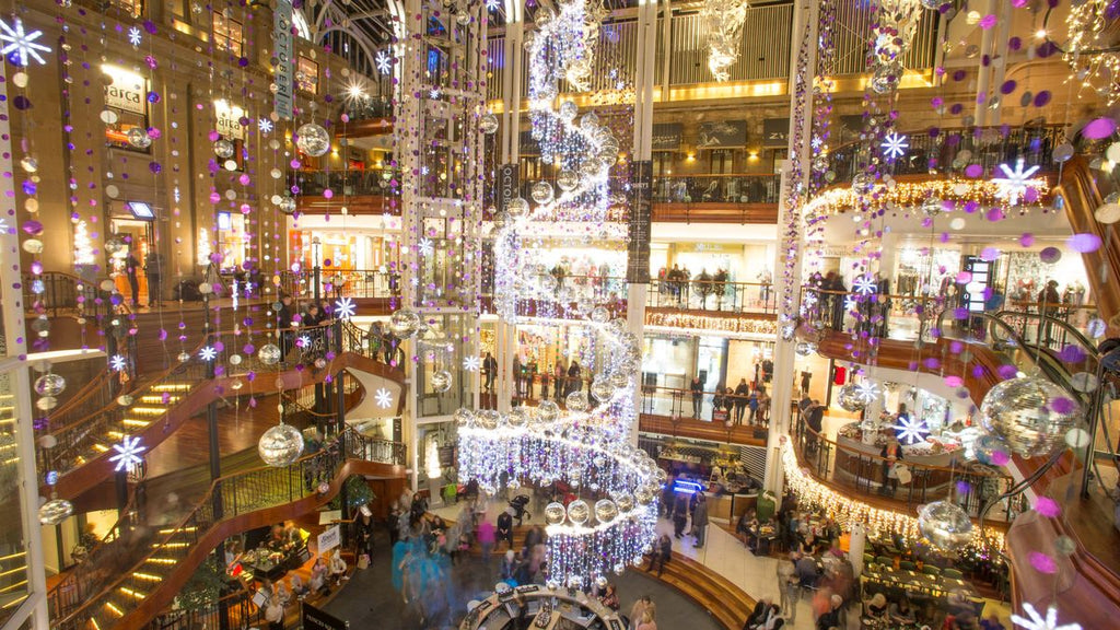 Inside Princes Square, a delight of lights at Christmas.